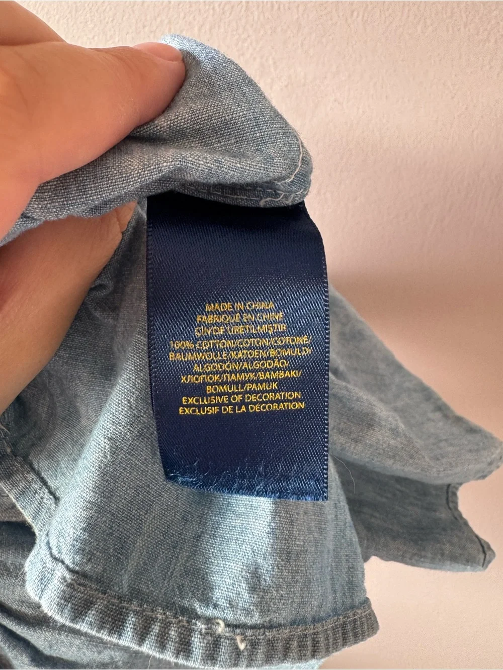 Polo Ralph Lauren Toddler Blue Denim Button Down‎ Drop Waist Dress Size 2T